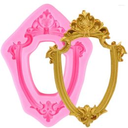Baking Moulds 3D Po Frame Silicone Resin Molds DIY Baroque Relief Border Fondant Cake Decorating Tools Pastry Kitchen Accessories