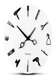 Barber Wall Clock Barber Equiment Tools Wall Clock Modern Design Shop Business Sign Watch Beauty Hair Salon7541243
