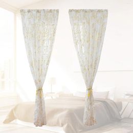 Curtain Floral Sheer Half Shading Tulle Home Decor Window Screening Rod Voile Curtains