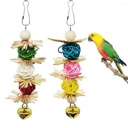 Other Bird Supplies Toys Parrot With Bells Parrots Cage Chewing Toy Colourful Wood