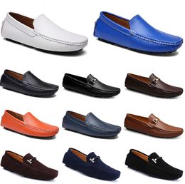 leathers doudous men casuals driving shoes Breathable soft sole Light Tans black navys whites blue silver yellows grey footwear all-match outdoor cross-77