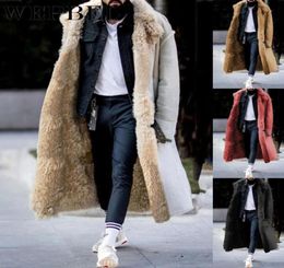 Mandylandy Winter Mens Jacket Cardigan Lapel Long Coat Wool Warm Windproof Overcoat Fur Collar Coat3125169