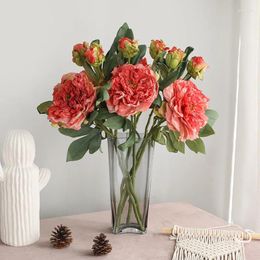 Decorative Flowers Rose Artificial 2 Heads Pink White Peonies Silk Flower Wedding Garden Decoration Fake Bouquet Peony Color