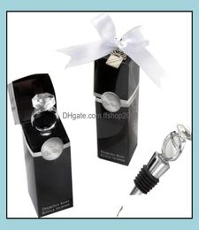 Bar Tools Crystal Diamond Ring Wine Stoppers Home Kitchen Bar Tool Champagne Bottle Stopper Wedding Guest Gifts Box Packaging Sn431006988