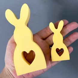 DIY Easter Bunny Silicone Candle Mould 3D Rabbit Gypsum Ornament Making Resin Plaster Concrete Casting Moulds Home Deco Craft Gift