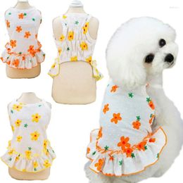 Dog Apparel Floral Summer Clothes Pet Suspenders Dress Puppy Cat Hoodies Vest Shirt Dresses For Small Medium Dogs Chihuahua Skirt XL