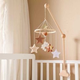 Mobiles# Baby Rattle Toy 0-12 Months Bed Bell Bracket Wooden Mobile Newborn Crochet Hanging Toys Holder Infant Crib Q0525