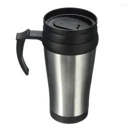 Cups Saucers Stainless Steel Car Mug Travel Tumbler Water Coffee Tea Cup 450Ml Silver Black