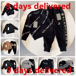 9 days delivered dhgate Kids girls boys Knit designer sweaters two pieces sets fashion autumn crochet jumper tops letter sweater with loose casual pants outfit child
