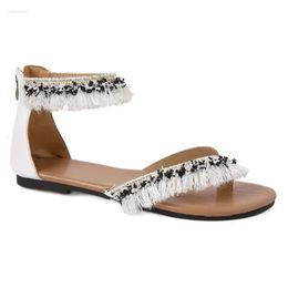Bohemia Women Sandals Style Summer Shoes Woman Beach Comfortable Flat Tassel Sandalias Flip Flops 8d1