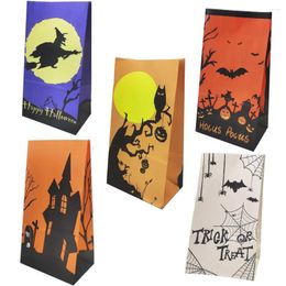 Gift Wrap 10Pcs Halloween Bag Pumpkin Bat Castle Paper Biscuit Candy Packaging Pocket For Kids Party Diy Decor Supplies