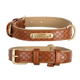 Customised dog collars for small large and carved dog collars name tags name tags necklaces Personalised leather luxury pet collars240521