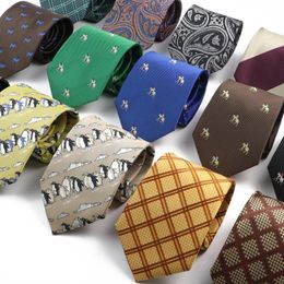 Bow Ties Novelty Jacquard Striped Plaid Men Horse Deer Penguin Pattern Necktie High Quality Wedding Business Suit Neckwear Accessory