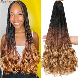 18 24 Inch French Curl Crochet Braids Blonde P27/613 33 Bug Ginger Ombre Box Braids Crochet Hair French Curl Braids Pre Looped