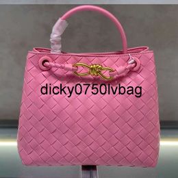 BVs bottegaa vendetta bag Luxury Pink Woven Bags Andiamo Small Handbag Large Capacity Tote Bag Shopping Fashion Knitting Cowhide Genuine Leather Plain Hobo 230728b