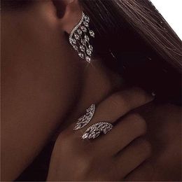 Female Angel wings Ring 925 sterling Silver Diamond Engagement Wedding Band Rings For Women Finger Jewellery Gift Xtsog