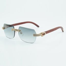 Direct selling Micro-paved diamond 8100906 with natural original wood leg lenses and sunglasses, size: 56-18-135mm