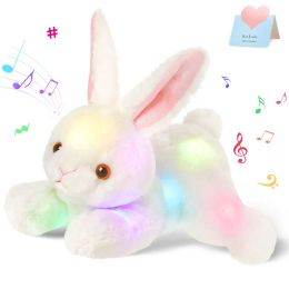 38cm LED Light Musical Glow Stuffed Animals Bunny Rabbit Luminous Toys Gift for Girls Soft Cute Colourful Plush Toy Kids