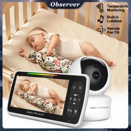 5 Inch Video Baby Monitor with Camera Remote Control Pan-Tilt 2X Zoom Nanny Cam Mother Kids Surveillance 2-way Audio Baby Items