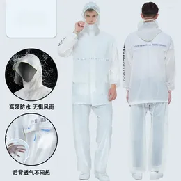 Raincoats Adult Split Raincoat Rainpants Set Thicken PVC Waterproof Transparent Hooded Rain Poncho Outdoor Riding Rainwear Suit