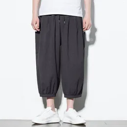 Men's Pants Man Harem 2024 Cropped Shorts Loose Elastic Drawstring Conical Casual Linen For Men Calca Masculina