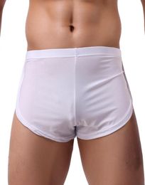 Underpants Men039s Underwear Smooth Soft Ice Silk Boxer Mens Sexy Leg Split Fork Panties Breathable Loose Home Sleep Shorts9032559