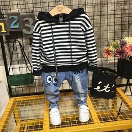 Clothing Sets Baby Boys Spring And Autumn Clothes Hoodies Jeans Cotton Sports Stripe Set Children Suit 2-7year