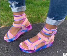 New Women039s Sandals Ladies Flat Platform Colourful Shoes Woman Casual Beach Summer Sandals Big Size 3543 tyu787023046