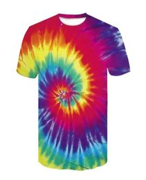 Tie Dye 3D Printing MenWomen Short Sleeve Knitting T shirt Casual Female Loose Tops 2020Summer O Neck Tee Shirt Femme7354246