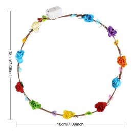 12Pcs LED Flower Crown Adjustable Flower Glow Colour Nights Wreath Headband Garlands Birthday Party Wedding Baby Shower Decor