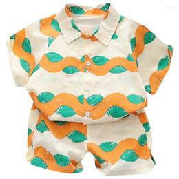 Clothing Sets 1-5Y Children's Set Boys Striped Summer Short Sleeve Top And Girls Casual T-shirt Suit