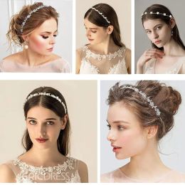 Crystal Rhinestone Headband Pearls Hairband Women Bridal Wedding Tiara Hair Accessories Crown Headband Headwear