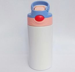 NEW 12oz Sublimation Sippy Cup 350ml sublimation Children Water Bottle with straw lid Portable Stainless Steel Drinking tumbler DH1098697