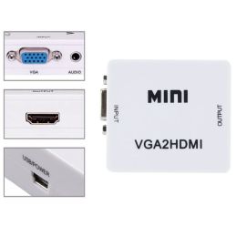 Grwibeou VGA to HDMI-compatible Converter Box 1080P Mini VGA Video Audio Adapter For PC Laptop HDTV Projector VGA2HDMI Adapter