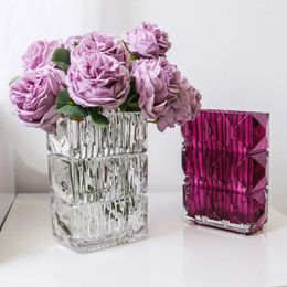 Decorative Flowers European Style Vase Transparent Crystal Flower Arrangement Light Luxury Living Room Decoration