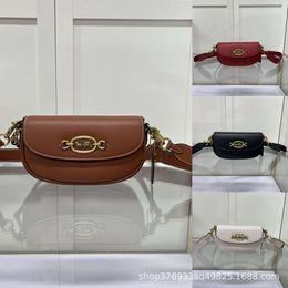 2024 Olay New Genuine Leather Women's Fashion Versatile Saddle Single Shoulder Crossbody Lock Underarm Bag 80% factory wholesale