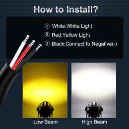 Motorcycle LED Headlight Spotlight Projector Lens Dual Color Super Bright Driving Light Auxiliary Lamp Moto Scooters Accessories