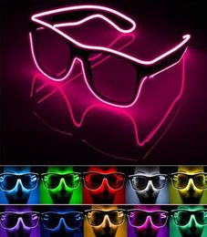 LED Glasses Glowing Party Supplies Lighting Novelty Gift Bright Light Festival Party Glow Sunglasses EL Wire Flashing Glasses6232341