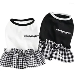 Dog Apparel 2024 Classic Plaid Puppy Dress Summer Cat Skirt Pet Clothing Princess Cute Clothes York