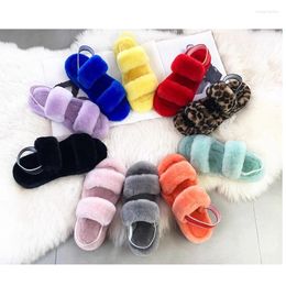 Dress Shoes Luxury Real Fur Sandals Female High Wedges Elastic Back Rope Summer Candy Colours Soft Wool Ankle Wrap