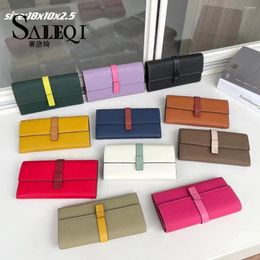 Wallets Genuine Leather Long Wallet Women Buckle 2 Fold Multi Card Position Cell Phone Bag Large Capacity Head Layer Cowhide Money Clip