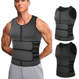 Men Body Shaper Sauna Vest Waist Trainer Double Belt Sweat Shirt Corset Top Abdomen Slimming Shapewear Fat Burn Fitness 240521