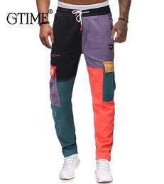 Gtime Drop Man Pants Colour Block Patchwork Corduroy Pant Streetwear Harajuku Jogger Sweatpant Cotton Trousers 2019 ZS568211530