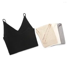 Women's Tanks Sexy Knit Crop Tops Women Crochet Top Female V Neck Sleeveless T- Shirt Cropped Vest Camisole