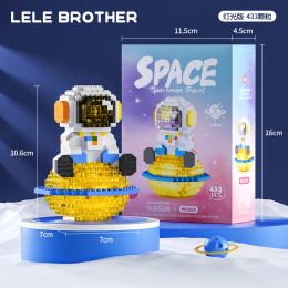 Creative Mini Space Aerospace Astronaut Series Building Blocks With Light Diamond Micro Bricks Toys Gift For Children Adult Girl