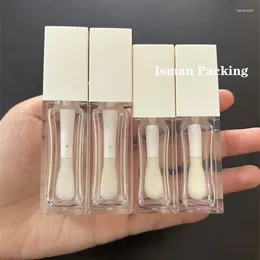 Storage Bottles 50Pcs Plastic White Top Lip Oil Packaging Square Tint Container Big Applicator Wand Gloss Tubes 8ml 10ml