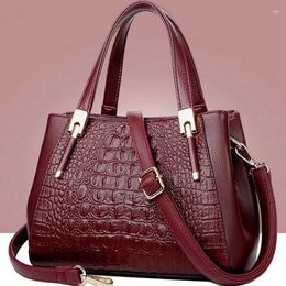 Shoulder Bags Fashion High-quality Pu Handbag Female Bag Crocodile Pattern Single Double Mouth Middle-aged Mother Bolsos