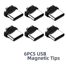 6Pcs Magnetic Tips for Round Magnetic Cable Micro USB Type C Magnet Replacement Parts Mobile Phone Dust Plug Adapter for iphone
