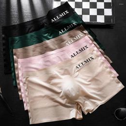 Underpants Men 3D U-convex Mid-rise Shorts Briefs Elastic Waistband Letter Print Underwear Ice Silk Fabric Translucent