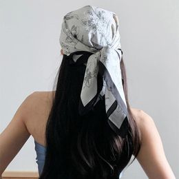 Scarves Luxury Silk Feeling Square Scarf Women 2024 Print Satin Neckerchief Spring Hair Band Foulard Bandana Echarpe Tie Shawl Wraps